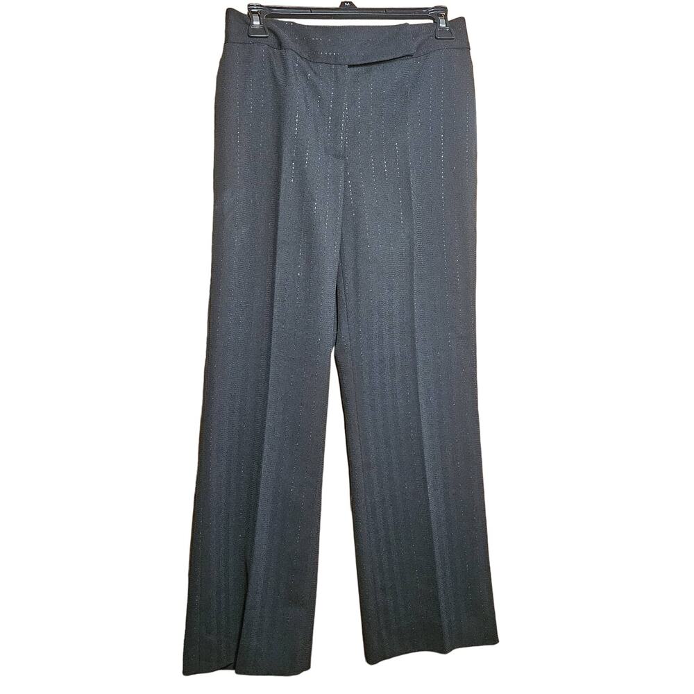 Tahari Black and Silver Pinstripe Dress Pants Size 4 Petite New with Tag